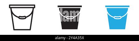 Icona secchio linea vettoriale logo segno o simbolo Set stile contorno collezione Illustrazione Vettoriale