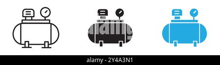 Icona del compressore, linea vettoriale, logo o set di simboli, stile del contorno della collezione Illustrazione Vettoriale