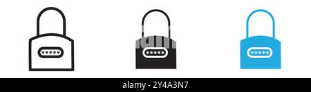 Icona del lucchetto del codice linea vettoriale logo segno o simbolo Imposta lo stile del contorno della collezione Illustrazione Vettoriale