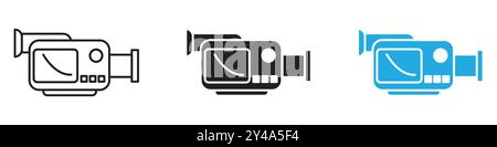 Icona della fotocamera TV linea vettoriale logo segno o simbolo Imposta lo stile del contorno della collezione Illustrazione Vettoriale