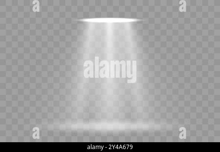 Luce emessa da una lampada su sfondo trasparente. Vettore Illustrazione Vettoriale