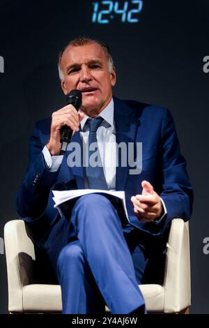 Torino, Italia. 17 settembre 2024. Massimo Broccio presidente fondazione musei alla conferenza stampa di presentazione di Artissima fiera d'Arte a Torino, Italia - Cronaca - Marted&#xec; 17 settembre 2024 (foto Giulio Lapone/LaPresse)massimo Broccio presidente fondazione musei presidente, P alla conferenza stampa Artissima ART Fair di Torino, Italia - News - martedì 17 settembre 2024 (foto Giulio Lapone/LaPresse) credito: LaPresse/Alamy Live News Foto Stock