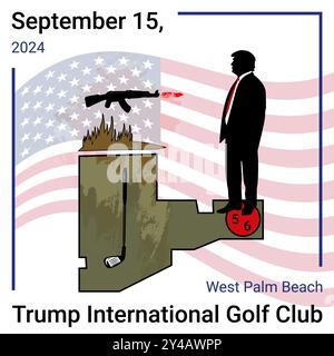 15 settembre 2024. Un tentativo di assassinio è stato fatto su Donald Trump mentre giocava a golf al suo Trump International Golf Club a West Palm Beac Foto Stock