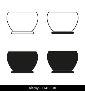 Icona Set recipiente. Lavastoviglie vuote. Sagome dei contenitori di base. Grafica vettoriale. Illustrazione Vettoriale