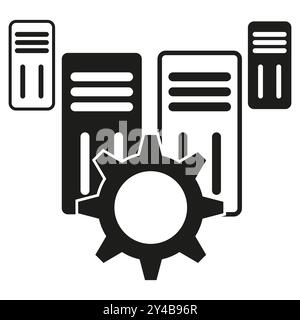 Configurazione di Server Gear. Gestione del data center. Concetto di elaborazione tecnologica. Simbolo vettoriale. Illustrazione Vettoriale