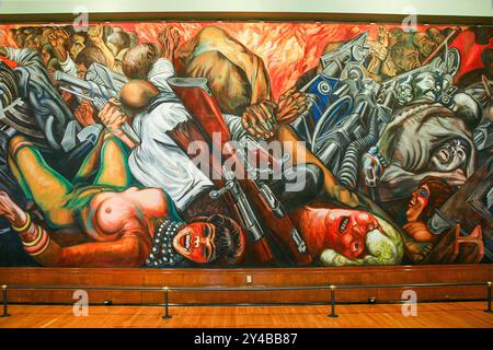 Messico, Un dipinto murale del 1934-35 di Jose Clemente Orozco intitolato "Catharsis" (Katharsis) al Palacio de Bellas Artes (Palazzo delle Belle Arti), Messico C. Foto Stock