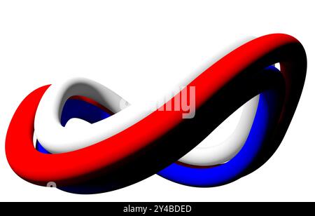 Segno di infinito composto da 3 linee curve - rendering 3d. Foto Stock