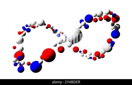 Segno di infinito fatto di sfere - rendering 3d. Foto Stock