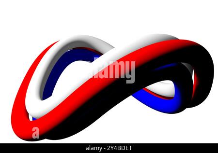 Segno di infinito composto da 3 linee curve - rendering 3d. Foto Stock