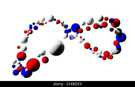 Segno di infinito fatto di sfere - rendering 3d. Foto Stock