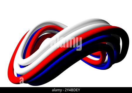 Segno di infinito composto da 9 linee curve - rendering 3d. Foto Stock