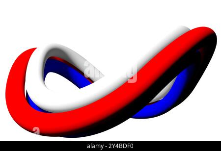 Segno di infinito composto da 3 linee curve - rendering 3d. Foto Stock