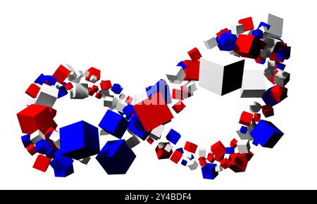 Segno infinito fatto di cubi - rendering 3d. Foto Stock