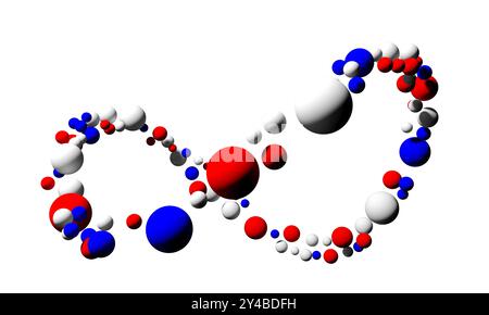 Segno di infinito fatto di sfere - rendering 3d. Foto Stock