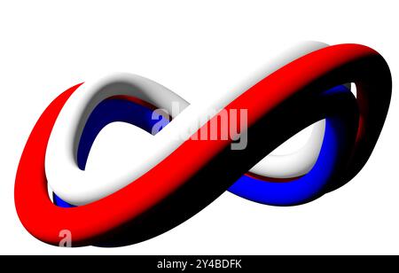 Segno di infinito composto da 3 linee curve - rendering 3d. Foto Stock