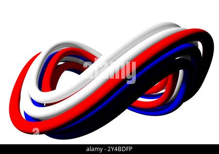 Segno di infinito composto da 9 linee curve - rendering 3d. Foto Stock