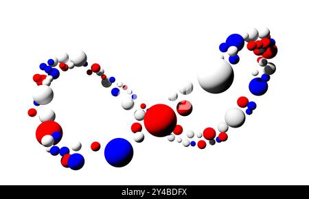 Segno di infinito fatto di sfere - rendering 3d. Foto Stock