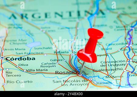 Rosario, Argentina, spilla sulla mappa Foto Stock