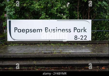 Anderlecht, Bruxelles capitale, Belgio, 16 settembre 2024 cartello del Paepsem Business Park Foto Stock