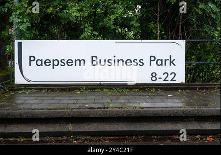 Anderlecht, Bruxelles capitale, Belgio, 16 settembre 2024 cartello del Paepsem Business Park Foto Stock