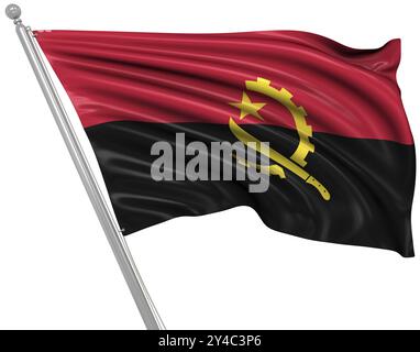 Flag of Angola, si tratta di un'immagine generata dal computer e rappresentata in 3d. Foto Stock