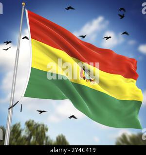 Flag of Bolivia, si tratta di un'immagine generata dal computer e rappresentata in 3d. Foto Stock