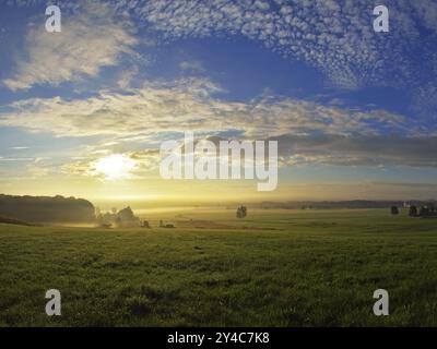 Atmosfera mattutina all'Altshausener Ried Foto Stock