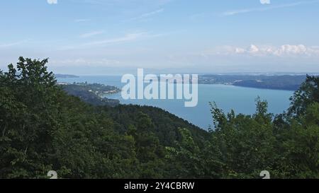 Vista del lago di Costanza dall'Haldenhof sul lago Ueberlingen Foto Stock