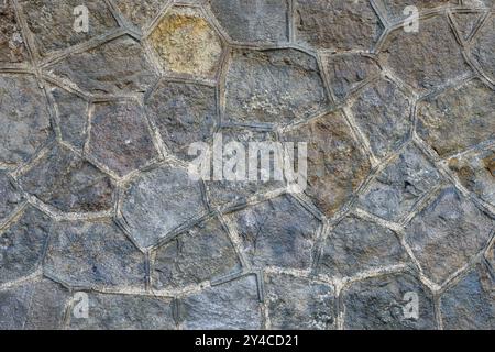 Sfondo costituito da un vecchio muro di pietra naturale Foto Stock