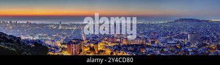 Panorama di Barcellona in Spagna all'alba Foto Stock