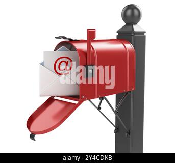 Red Mailbox, e-mail Concept, è un'immagine generata dal computer e rappresentata in 3d. Foto Stock