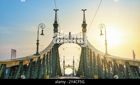 Metal Liberty Bridge sul Danubio a Budapest Foto Stock