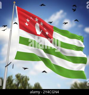 Flag of Abkhazia, si tratta di un'immagine generata al computer e resa in 3d. Foto Stock