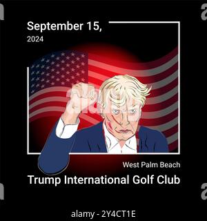 15 settembre 2024. Un tentativo di assassinio è stato fatto su Donald Trump mentre giocava a golf al suo Trump International Golf Club a West Palm Beac Foto Stock