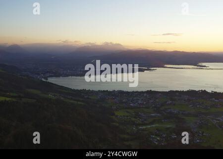 Fotografia aerea, affluente del Reno del lago di Costanza, baia di Bregenz Foto Stock