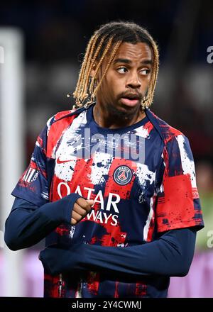 Parigi, Francia. 14 settembre 2024. Julien Mattia/le Pictorium - PSG - Brest - 14/09/2024 - Francia/Ile-de-France (regione)/Parigi - Bradley Barcola di PSG durante il 4° giorno del Mc Donald's Ligue 1, tra PSG e Stade Brestois al Parc des Princes, il 14 settembre 2024 credito: LE PICTORIUM/Alamy Live News Foto Stock