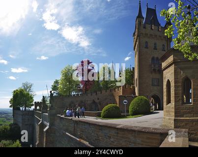 Zeller Horn, porta-torre, bastione di Schnarrwacht, castello di Hohenzollern Foto Stock