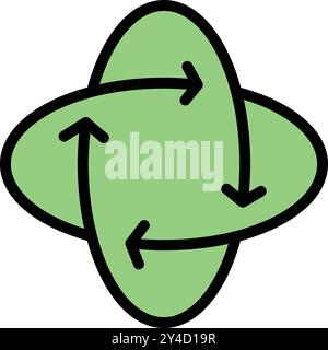 Questa icona di un'economia circolare raffigura un simbolo di riciclaggio con frecce disposte in cerchio Illustrazione Vettoriale