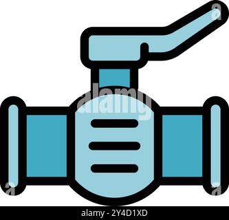 Icona in stile cartoni animati di una valvola dell'acqua che regola il flusso di liquido attraverso un tubo Illustrazione Vettoriale