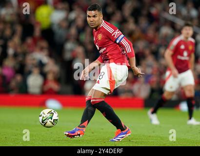 Manchester, Regno Unito. 17 settembre 2024. Casemiro del Manchester United durante la partita della Carabao Cup all'Old Trafford, Manchester. Il credito per immagini dovrebbe essere: Andrew Yates/Sportimage Credit: Sportimage Ltd/Alamy Live News Foto Stock