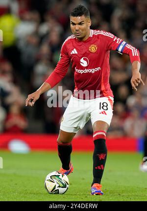 Manchester, Regno Unito. 17 settembre 2024. Casemiro del Manchester United durante la partita della Carabao Cup all'Old Trafford, Manchester. Il credito per immagini dovrebbe essere: Andrew Yates/Sportimage Credit: Sportimage Ltd/Alamy Live News Foto Stock