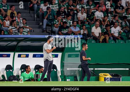 Portogallo. 17 settembre 2024. Rúben Amorim durante la partita di calcio di UEFA Champions League tra Sporting CP e LOSC Lille allo stadio Jose Alvalade di Lisbona il 17 settembre 2024 UEFA Champions League - Sporting CP vs LOSC Lille (Valter Gouveia/SPP) credito: SPP Sport Press Photo. /Alamy Live News Foto Stock