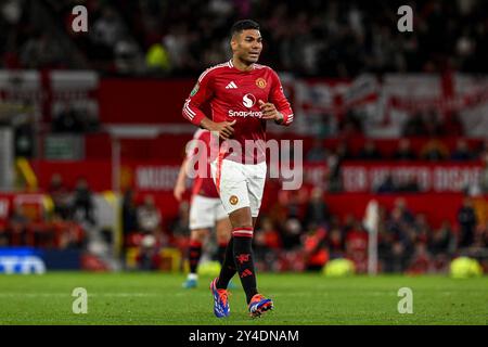 Manchester, Regno Unito. 17 settembre 2024. Casemiro del Manchester United durante la partita di calcio della Carabao Cup tra Manchester United e Barnsley all'Old Trafford di Manchester, Inghilterra, il 17 settembre. (Richard Callis/SPP) credito: SPP Sport Press Photo. /Alamy Live News Foto Stock