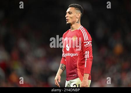 Manchester, Regno Unito. 17 settembre 2024. Antony del Manchester United durante la partita di calcio della Carabao Cup tra Manchester United e Barnsley all'Old Trafford di Manchester, Inghilterra, il 17 settembre. (Richard Callis/SPP) credito: SPP Sport Press Photo. /Alamy Live News Foto Stock