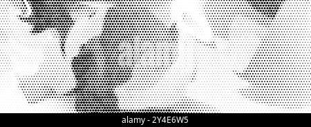 Grana astratta tratteggiata trama dei mezzitoni distorta. Sfondo bitmap granuloso pixelato. Motivo gradiente ondulato e grunge in rilievo. Sfondo con rumore di grana raster retrò. Sfondo fumettistico vettoriale disordinato Illustrazione Vettoriale