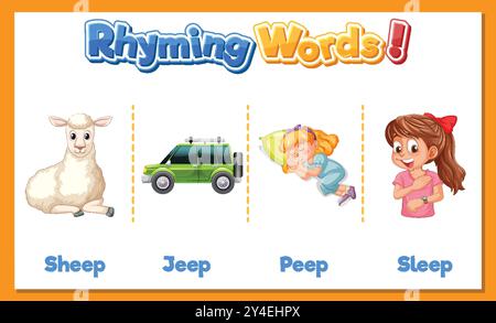 Immagine di parole in rima con immagini Illustrazione Vettoriale