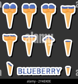 Un grande e colorato set di gelati da dessert naturali dalle forme diverse, composto da vari ingredienti, gelati di design dalle forme diverse dal menu di nutrienti biologici Illustrazione Vettoriale