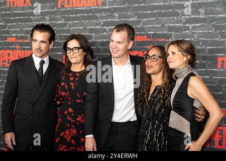 New York, Stati Uniti. 17 settembre 2024. Colin Farrell, Sarah Aubrey, Casey Bloys, Channing Dungey e Lauren Lefranc assistono alla premiere originale di HBO "The Penguin" al Jazz al Lincoln Center di New York il 17 settembre 2024. (Foto di Lev Radin/Sipa USA) credito: SIPA USA/Alamy Live News Foto Stock