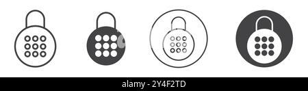 Icona di blocco del codice impostata in stile contorno linea sottile e segno vettoriale lineare Illustrazione Vettoriale