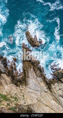 Vista aerea del punto panoramico di Punta Cometa, punto più a sud di Oaxaca, Messico Foto Stock